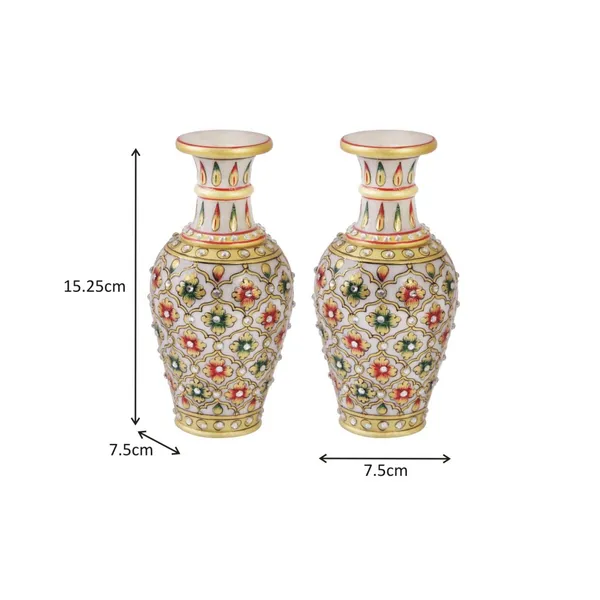 Multicolor_Marble_Flower_Vase_With_Emboss_Painted_Mehrab_Design-_Set_Of_2
