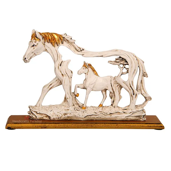 White_Horse_With_Baby_Horse_On_A_Base_Showpiece_For_Home_Dacor_8.25_Inch