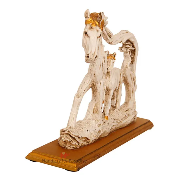 White_Horse_With_Baby_Horse_On_A_Base_Showpiece_For_Home_Dacor_8.25_Inch