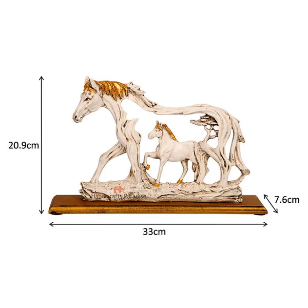 White_Horse_With_Baby_Horse_On_A_Base_Showpiece_For_Home_Dacor_8.25_Inch