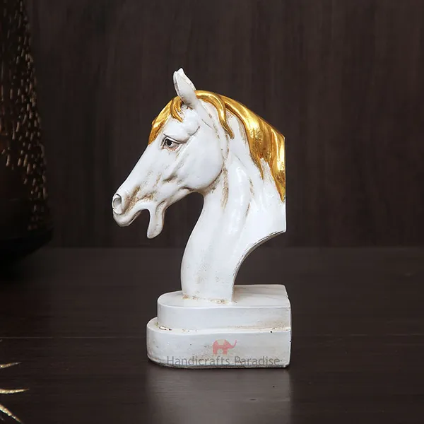 White_Antique_Horse_Showpiece_For_Home_Dacor,_8.25_Inch