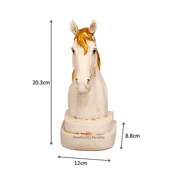 White_Antique_Horse_Showpiece_For_Home_Dacor,_8.25_Inch