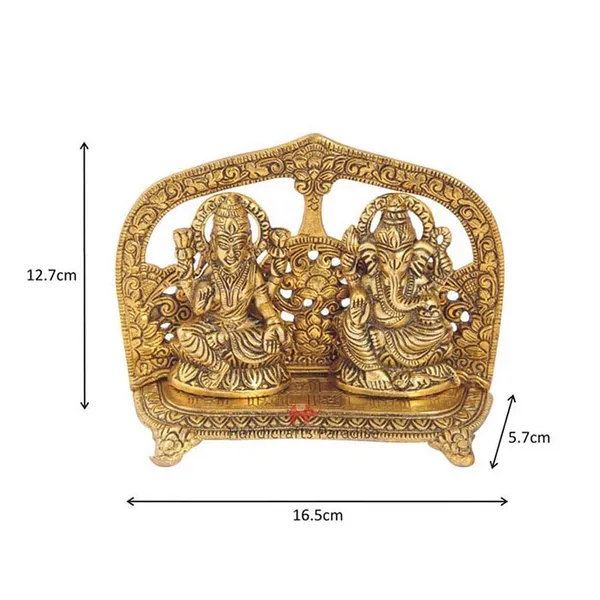 Golden_Metal_Lakshmi_Ganesh_Seated_Figurine,_5_Inch