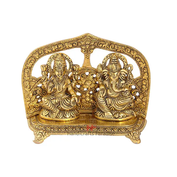 Golden_Metal_Lakshmi_Ganesh_Seated_Figurine,_5_Inch
