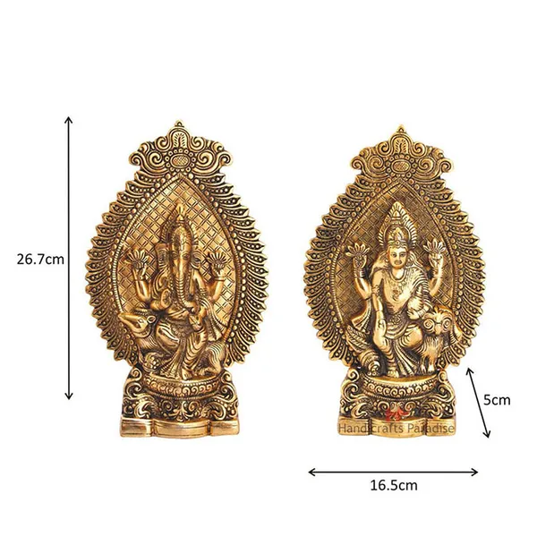 Golden_Metal_Lakshmi_Ji_And_Ganesh_Figurine_10.5_Inch,_(Set_Of_2_Pcs)
