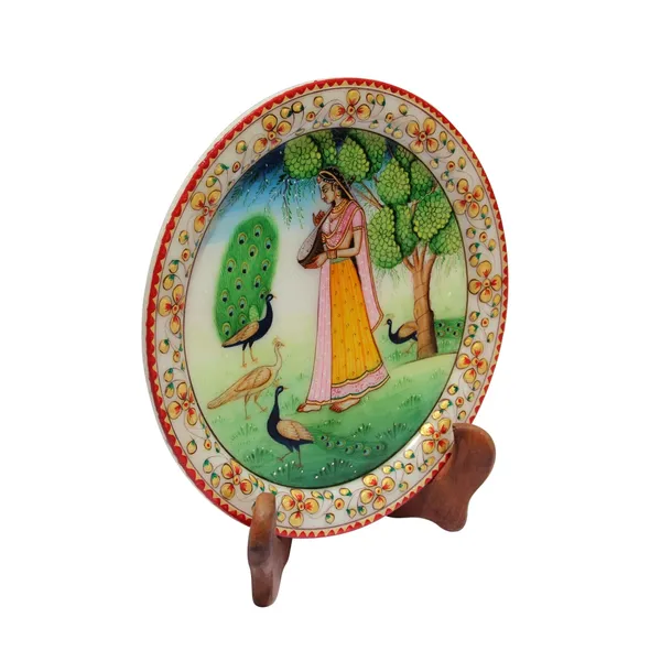 Multicolor_Ragini_Design_Painted_Marble_Plate,_9_Inch