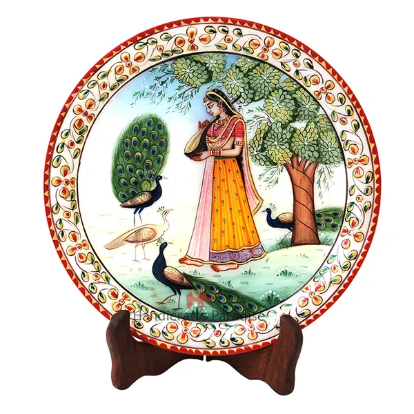 Multicolor_Ragini_Design_Painted_Marble_Plate,_9_Inch