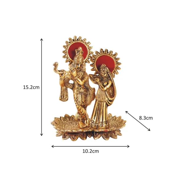 Golden_Radha_Krishna_Playing_Flute_Standing_On_Lotus_Shaped_Base_Antique