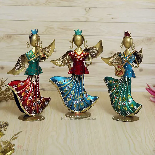 Multicolor_Wrought_Iron_Musical_Angels_Showpiece,_9.5_Inch,_(Set_Of_3_Piece)