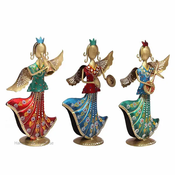 Multicolor_Wrought_Iron_Musical_Angels_Showpiece,_9.5_Inch,_(Set_Of_3_Piece)