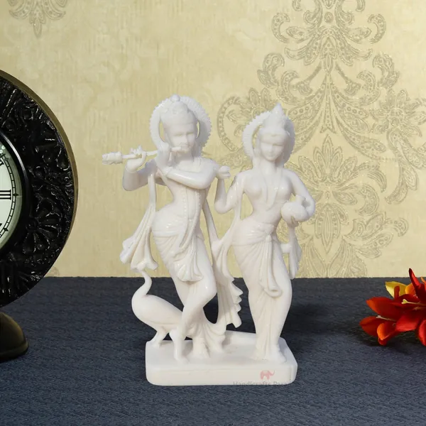 White_Marble_Carved_In_Radha_Krishan_Figurine