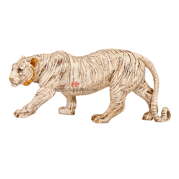 White_Antique_Tiger_Walking_Posture_Showpiece_For_Home_Dacor_-_12.5_Inch