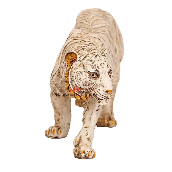 White_Antique_Tiger_Walking_Posture_Showpiece_For_Home_Dacor_-_12.5_Inch