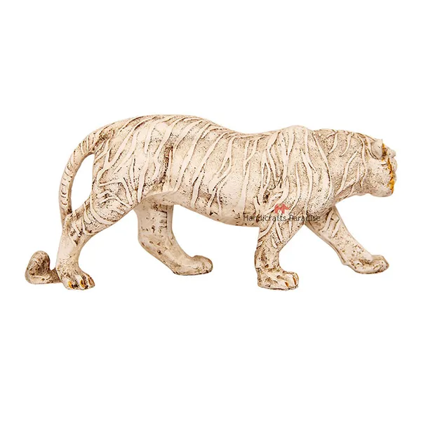 White_Antique_Tiger_Walking_Posture_Showpiece_For_Home_Dacor_-_12.5_Inch