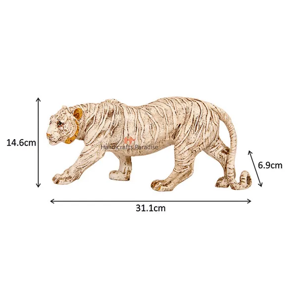 White_Antique_Tiger_Walking_Posture_Showpiece_For_Home_Dacor_-_12.5_Inch