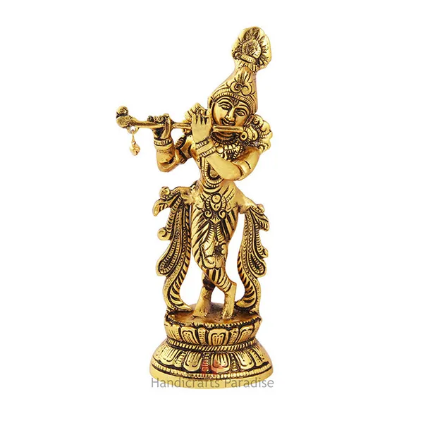 Golden_Krishan_Playing_Flute_Figurine_For_Home_Decor,_9_Inch