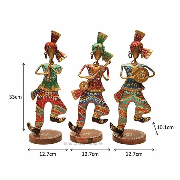 Multicolor_Wrought_Iron_Musical_Dancing_Men_Showpiece_(Set_Of_3Pc)_-_13_Inch