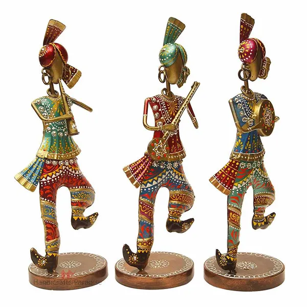 Multicolor_Wrought_Iron_Musical_Dancing_Men_Showpiece_(Set_Of_3Pc)_-_13_Inch