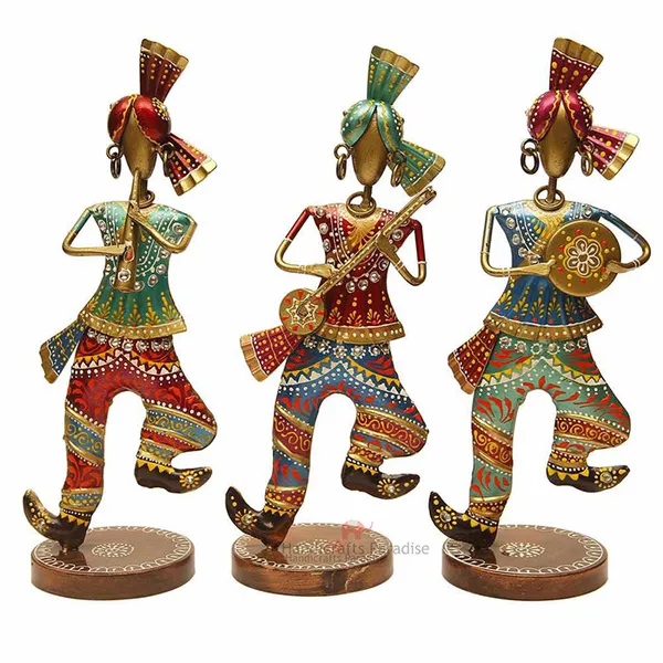 Multicolor_Wrought_Iron_Musical_Dancing_Men_Showpiece_(Set_Of_3Pc)_-_13_Inch
