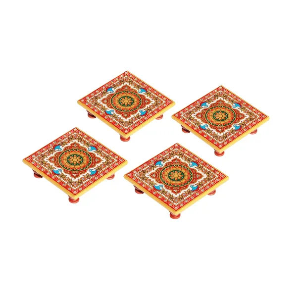 Multicolor_Marble_Chowki_With_Intricate_Floral_Painting_(Set_Of_4Pc)
