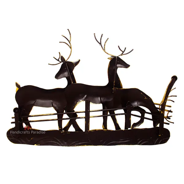 Golden_Wrought_Iron_Standing_Reindeer_Wall_Dacor,_17_Inch