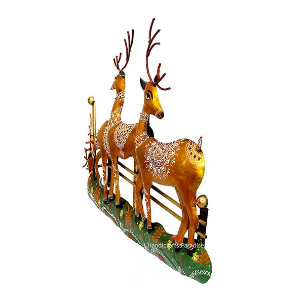 Golden_Wrought_Iron_Standing_Reindeer_Wall_Dacor,_17_Inch