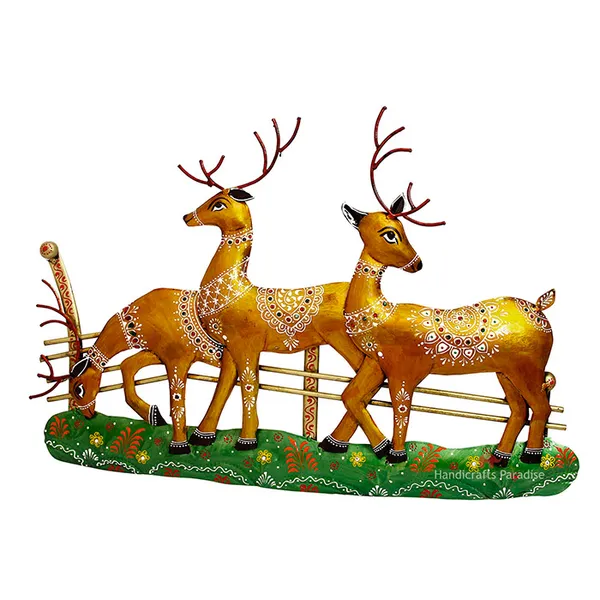 Golden_Wrought_Iron_Standing_Reindeer_Wall_Dacor,_17_Inch