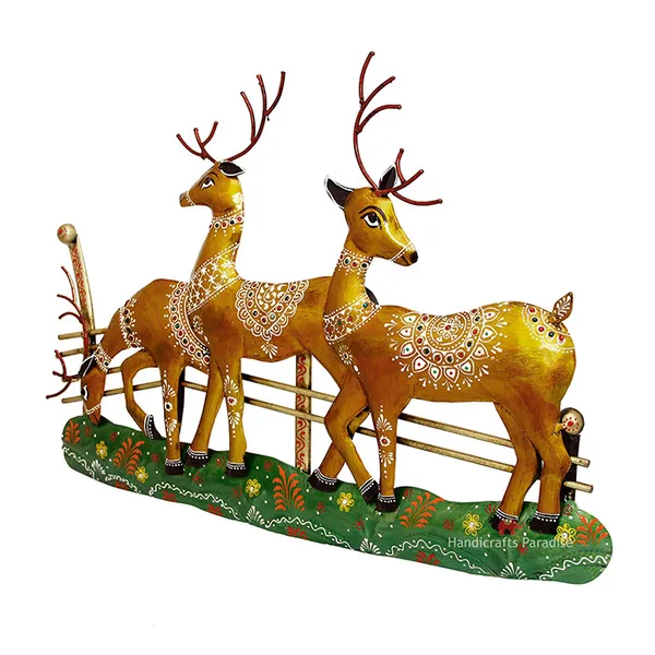 Golden_Wrought_Iron_Standing_Reindeer_Wall_Dacor,_17_Inch