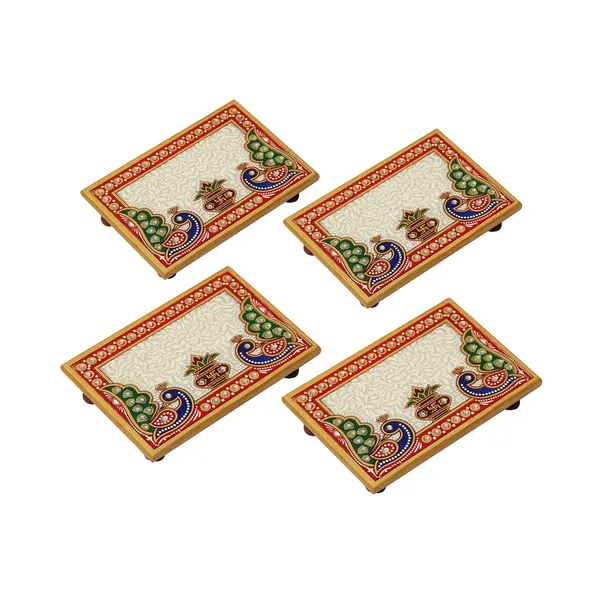 Multicolor_Marble_Puja_Chowki_In_Rectangle_Shape_With_Intricate_Design,__6_Inch,_(Set_Of_4Pc)