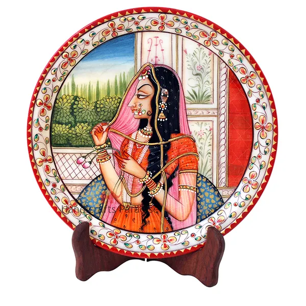 Multicolor_Banithani_Painted_Marble_Pate_,9_Inch