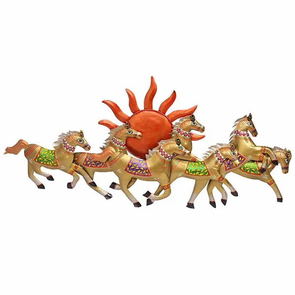 Golden_Wrought_Iron_Running_Horse_Wall_Dacor_,_15_Inch