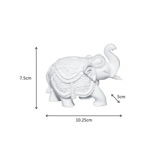White_Resin_Trunk_Up_Elephant_For_Home_Decor,_3_Inch