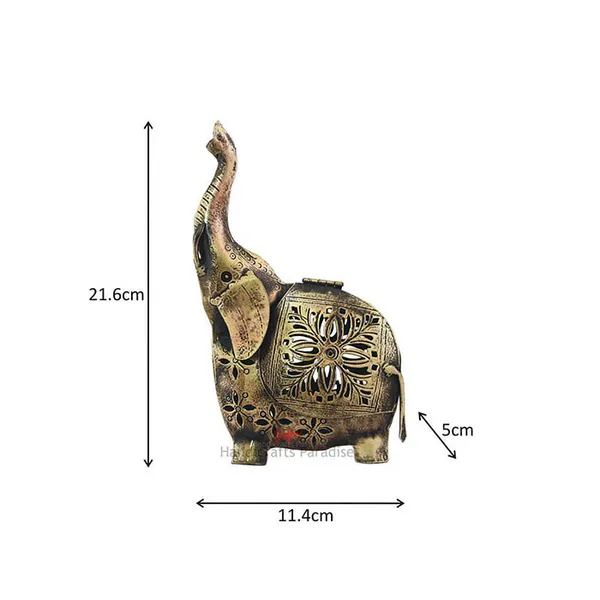 Rusty_Golden_Intricate_Cut_Work_Elephant_Tea_Light_Holder,_8.5_Inches