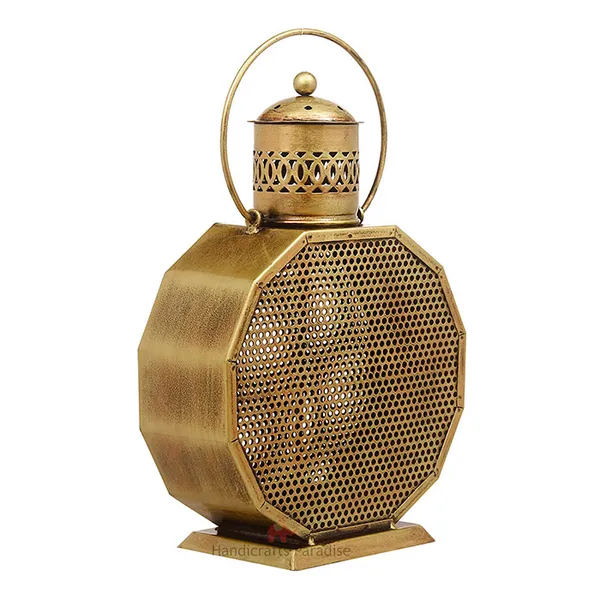 Rusty_Golden_Lantern_Shaped_Tealight_Holder_Wrought_Iron_Showpiece,_13_Inch
