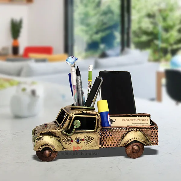 Rust_Golden_Truck_Pen_Stand_And_Mobile_Holder_-_9.5_Inches