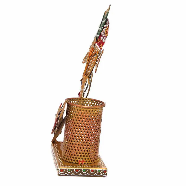 Golden_Iron_Ganesha_Playing_Guitar_Pen_Holder_Showpiece,_10.75_Inch