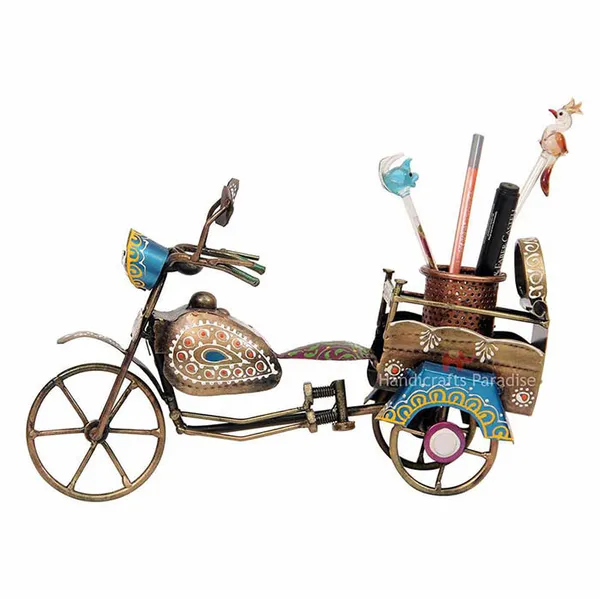 Rust_Golden_Iron_Bike_Pen_Holder_Showpiece_For_Home_Decor,_7.75_Inch