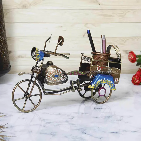 Rust_Golden_Iron_Bike_Pen_Holder_Showpiece_For_Home_Decor,_7.75_Inch