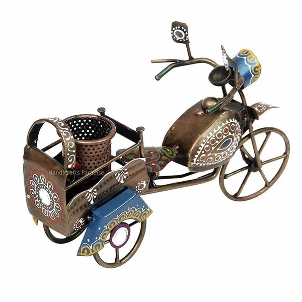 Rust_Golden_Iron_Bike_Pen_Holder_Showpiece_For_Home_Decor,_7.75_Inch