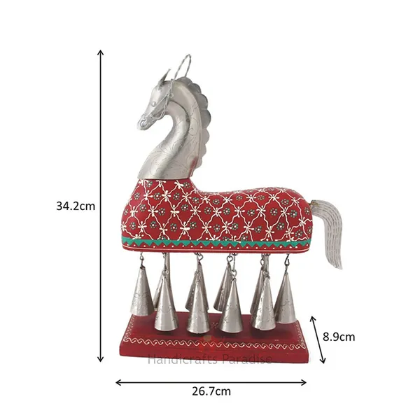 Maroon_Wooden_And_Aluminium_Horse_Decorative_Showpiece,_13.5_Inch