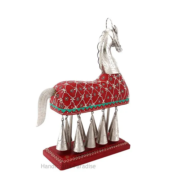 Maroon_Wooden_And_Aluminium_Horse_Decorative_Showpiece,_13.5_Inch