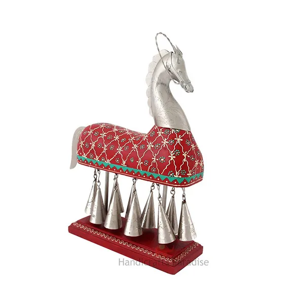 Maroon_Wooden_And_Aluminium_Horse_Decorative_Showpiece,_13.5_Inch