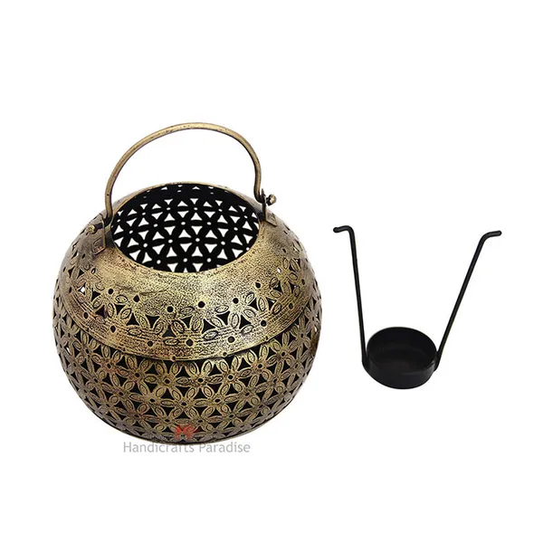 Rusty_Golden_Antique_Cut_Work_Tea_Light_With_A_Handle_For_Home_Dacor,__6.75_Inches
