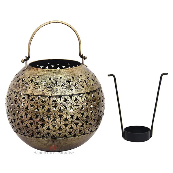 Rusty_Golden_Antique_Cut_Work_Tea_Light_With_A_Handle_For_Home_Dacor,__6.75_Inches