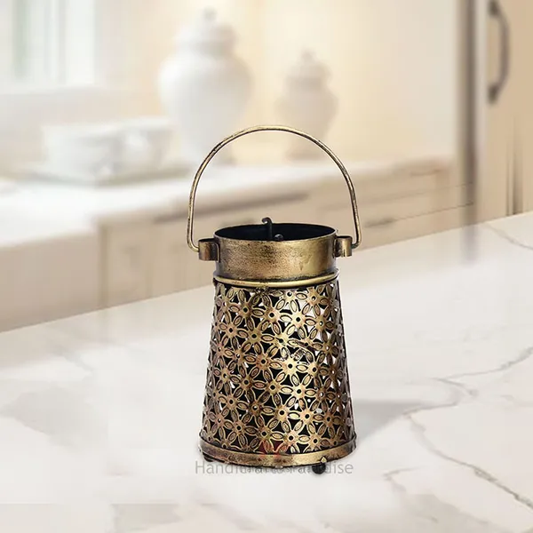 Rusty_Golden_Cut_Work_Lantern_Tea_Light_With_Handle,__6_Inches
