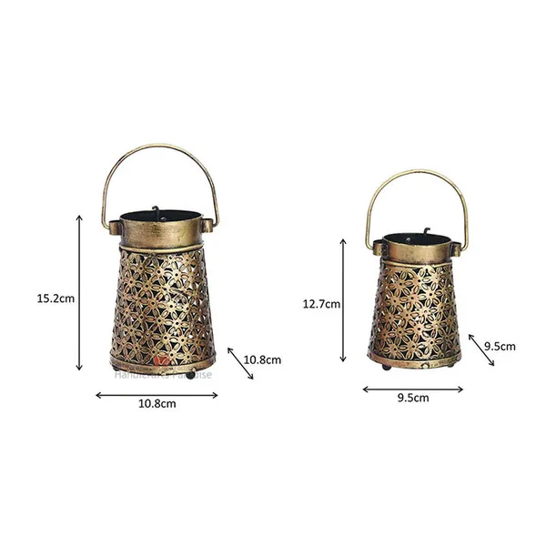 Rust_Golden_Antique_Cut_Work_Lantern_Tea_Light_With_Handle_For_Home_Dacor_(Set_Of_2_Pc)_-_5,_6_Inch