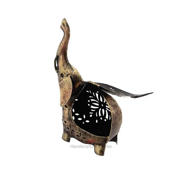 Rusty_Golden_Intricate_Cut_Work_Elephant_Tea_Light_Holder,_8.5_Inches
