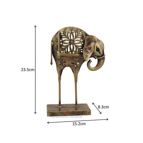 Multicolor_Cut_Work_Long_Leg_Elephant_Tea_Light_Holder_Showpiece_For_Home_Dacor_In_Wrought_Iron_-_9.25_Inches
