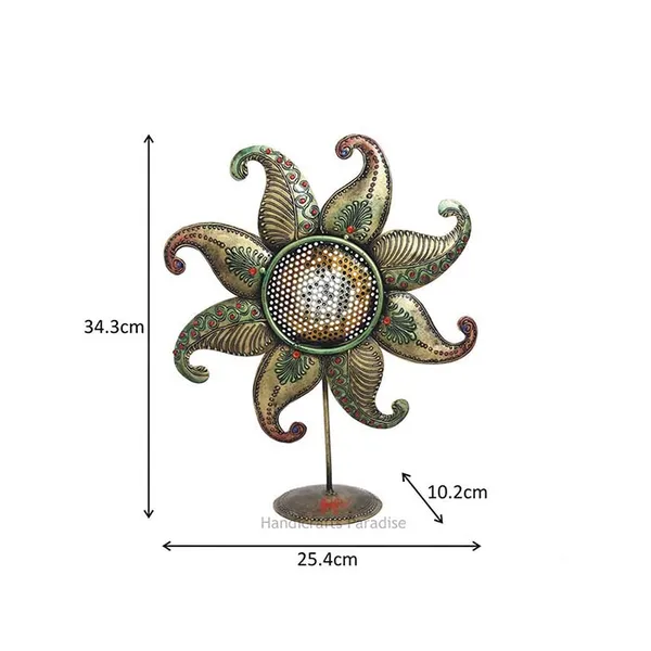 Rusty_Golden_Decorative_Sunflower_Tea_Light_Holder_,_13.5_Inches