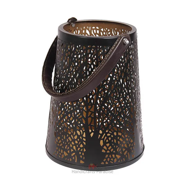 Multicolor_Intricate_Cut_Work_Tea_Light_With_Leather_Handle_Showpiece_For_Home_Dacor_-_11.45_Inch